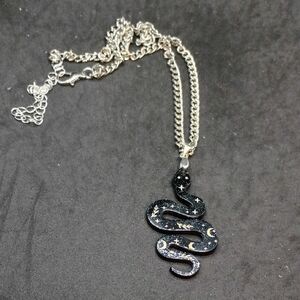Handmade Black Snake Pendant Necklace